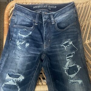 American Eagle high rise size 0 Ripped Dark Blue Jeans jeggings